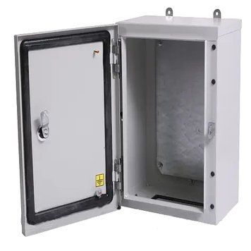 BOX Wall - BW t=1,0-(300х400х150) ІP54 У2 Бокс монтажний навісний без панелі, 063, сірий, з лючком 99-00010074 фото